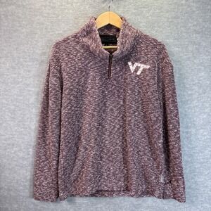 Virginia Tech W's S‎ 1/4 Zip Mock Collar Pullover Fleece Jacket Logo Distressed